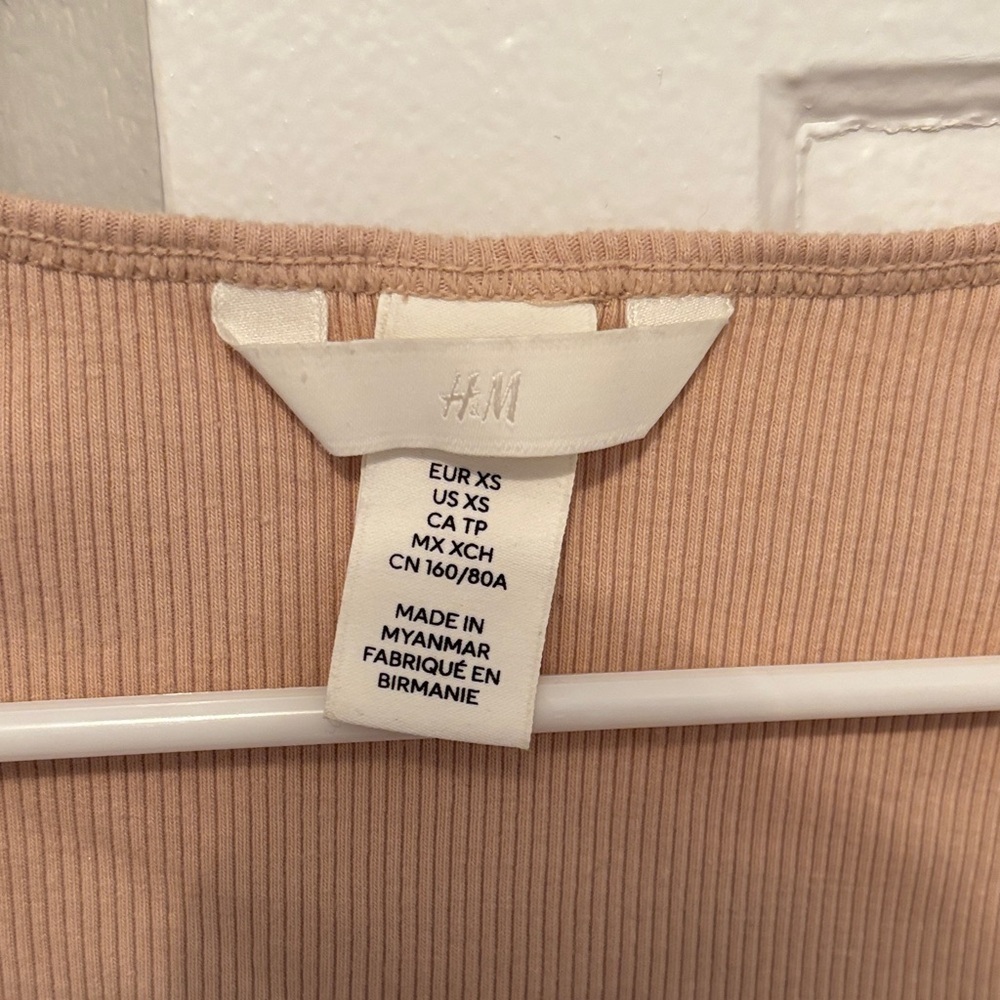 H&M Light Brown Ribbed Crop Top - Picture 2 of 3